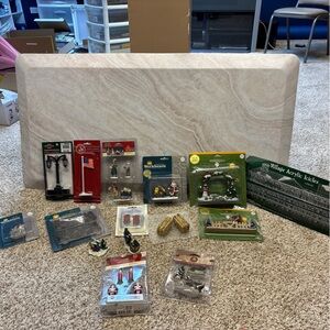 Vintage Lot of 15 Christmas Village accessories. SOME NEW   NO BUNDLING-WEIGHT